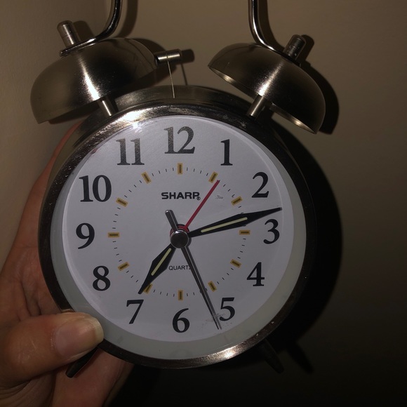 Sharp Brushed Metal Twinbell Quartz Alarm Clock~SPC800~Battery Operated - Picture 9 of 9